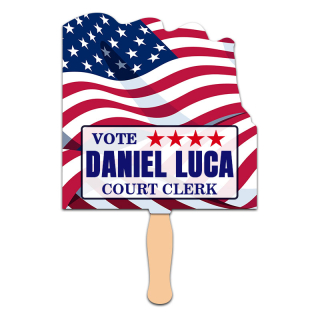 8x8 Inch Flag Shape Full Color One Sided Hand Fans...