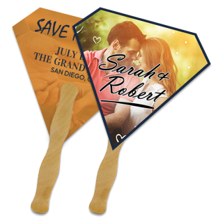 8x8 Inch Gem Shape Full Color Double Sided Hand Fans - 16...