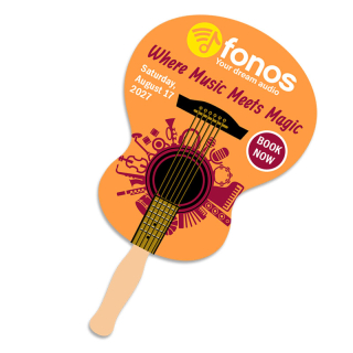 8x8 Inch Guitar Shape Full Color One Sided Hand Fans -...