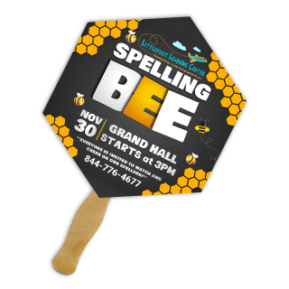 8x8 Inch Hexagon Shape Full Color One Sided Hand Fans...