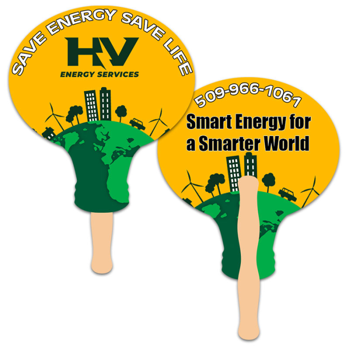 Custom Imprinted 8x8 Inch Lightbulb Shape Full Color Double Sided Hand Fans - 16 pt