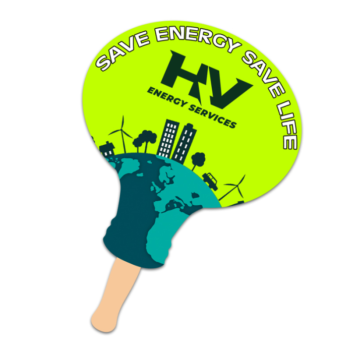 Customized 8x8 Inch Lightbulb Shape Full Color One Sided Hand Fans - 16 pt