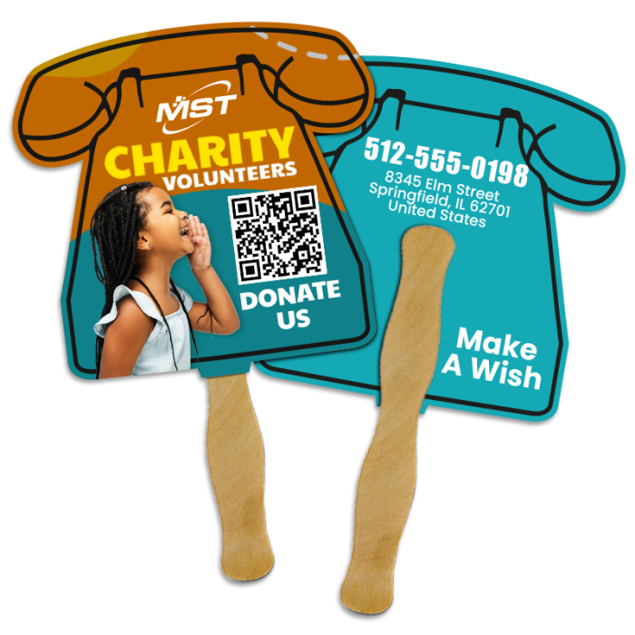 Custom Imprinted 8x8 Inch Phone Shape Full Color Double Sided Hand Fans - 16 pt