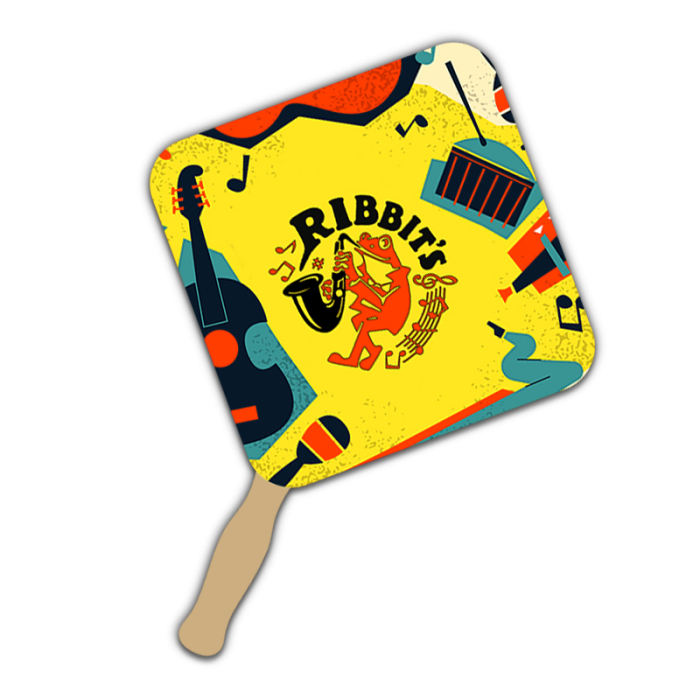 Personalized 8x8 Inch Rd Diamond Shape Full Color One Sided Hand Fans - 16 pt