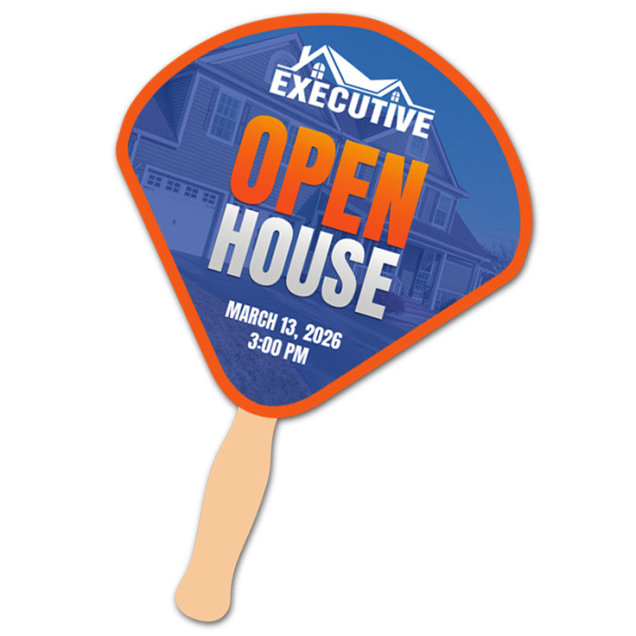 Imprinted 8x8 Inch Shell Shape Full Color One Sided Hand Fans - 16 pt