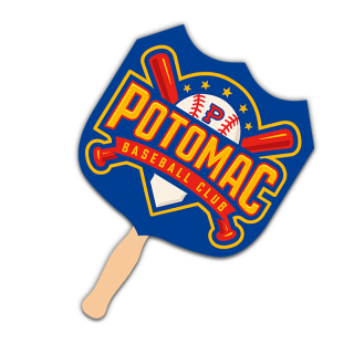 8x8 Inch Shield Shape Full Color One Sided Hand Fans - 16 pt