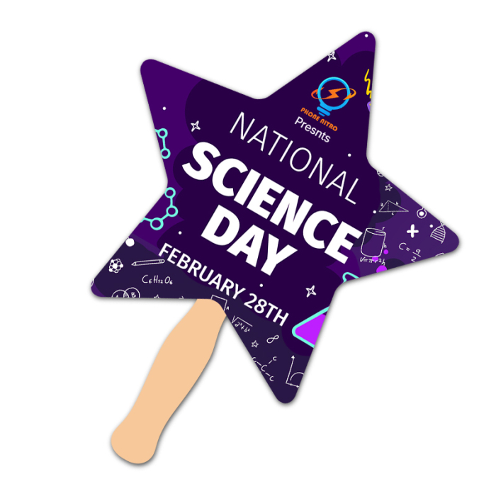 Personalized 8x8 Inch Star Shape Full Color One Sided Hand Fans - 16 pt