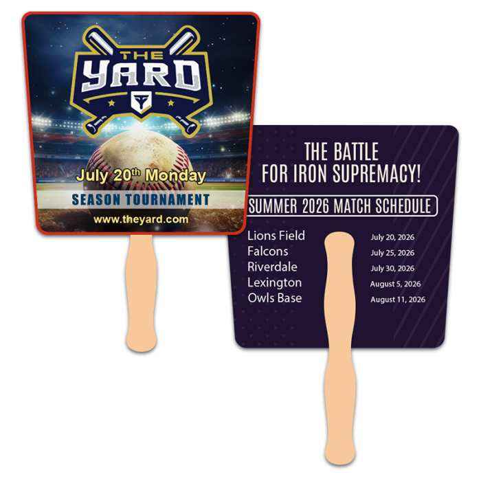 Custom Imprinted 8x8 Inch Tapered Full Color Double Sided Hand Fans - 16 pt