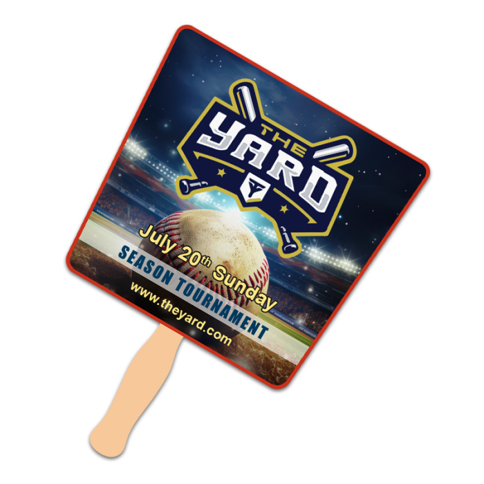 Customized 8x8 Inch Tapered Full Color One Sided Hand Fans - 16 pt