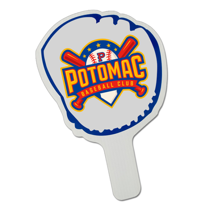 Customized Budget Baseball Glove Shaped Hand Fans - One Side