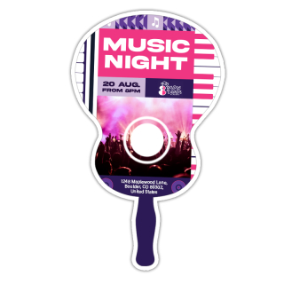 Budget Guitar-Shaped Hand Fans - One Side