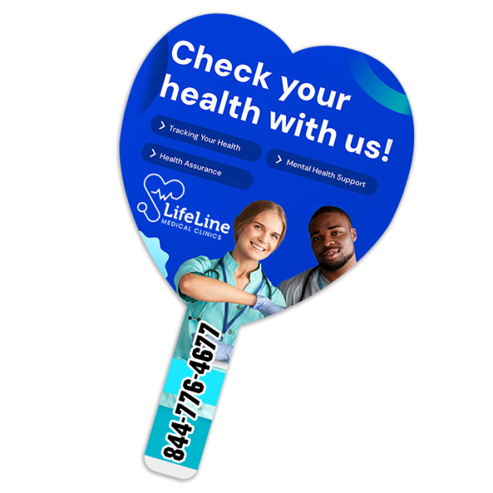 Imprinted Budget Heart-Shaped Hand Fans - One Side