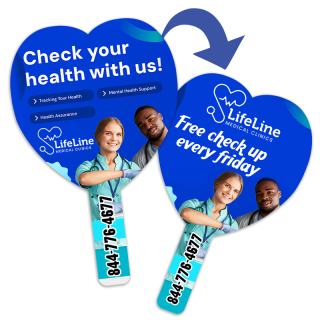 Budget Heart-Shaped Hand Fans - Two Side
