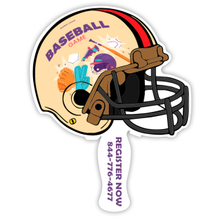 Budget Helmet Shaped Hand Fans - One Side