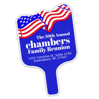 Budget Patriotic Flag Shaped Hand Fans - One Side