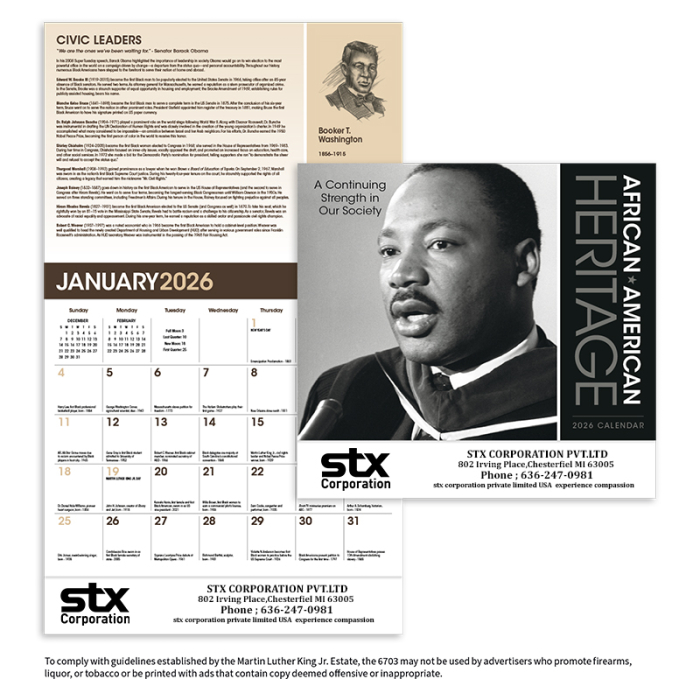 Custom African-American Heritage Dr. Martin Luther King Jr. Wall Calendars