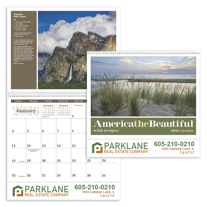 Custom America the Beautiful Wall Calendars with Recipes