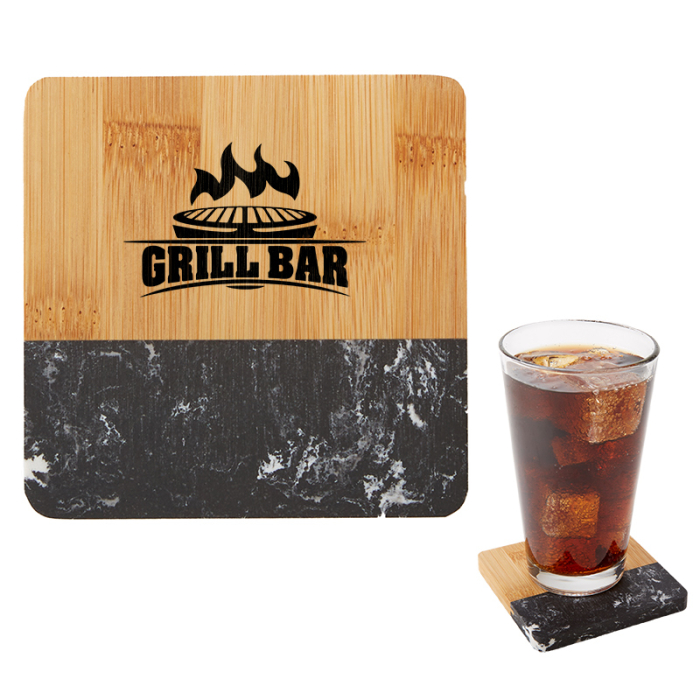 Custom Bamboo and Marble Coasters