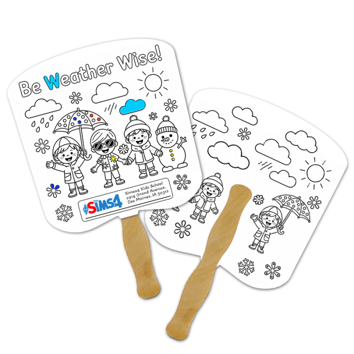 Custom Bread Shape Full Color Double Sided Coloring Hand Fans - 16 pt