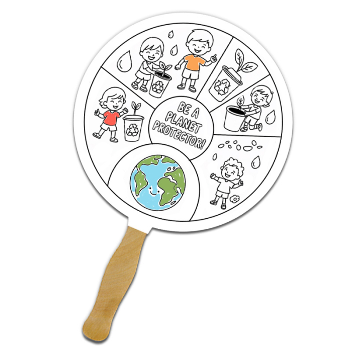 Custom Circle Shape Full Color One Sided Coloring Hand Fans - 16 pt