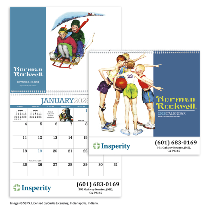 Custom Norman Rockwell Appointment Spiral Wall Calendars 