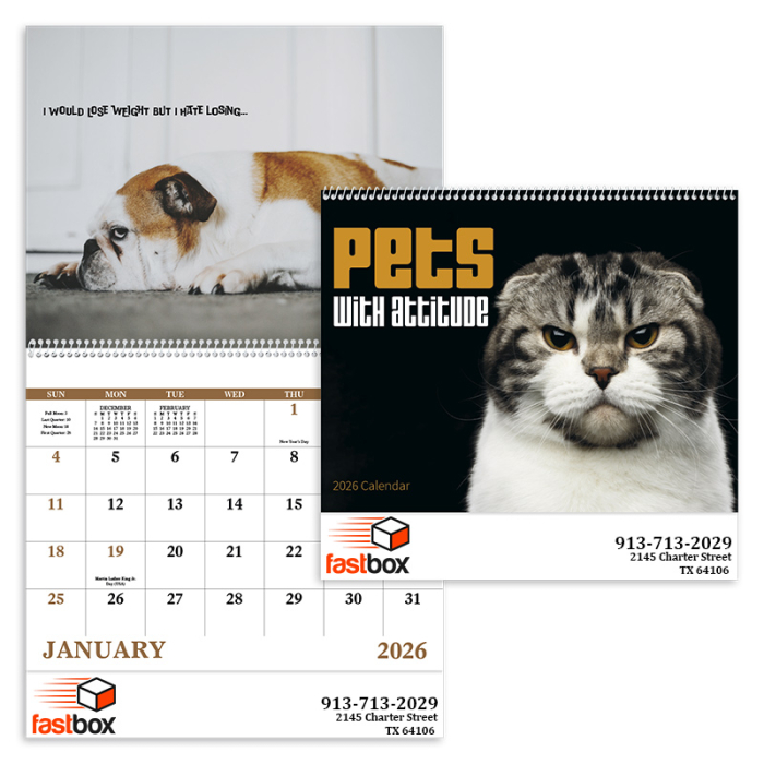 Custom Pets with Attitude Spiral Calendars