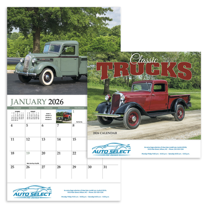 Custom Printed Classic Trucks Appointment Stapled Wall Calendars