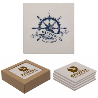 Square Absorbent Stone 4 Pack Coasters