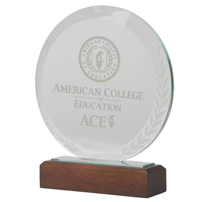 Custom Redondo Crystal Awards with Wood Base