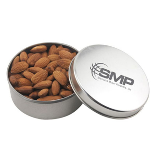 Round Tins Filled with Almonds