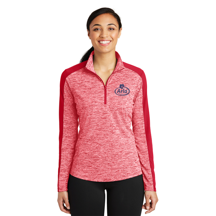 Custom Sport-Tek® Women's PosiCharge® Electric Heather Colorblock Quater-Zip Pullovers