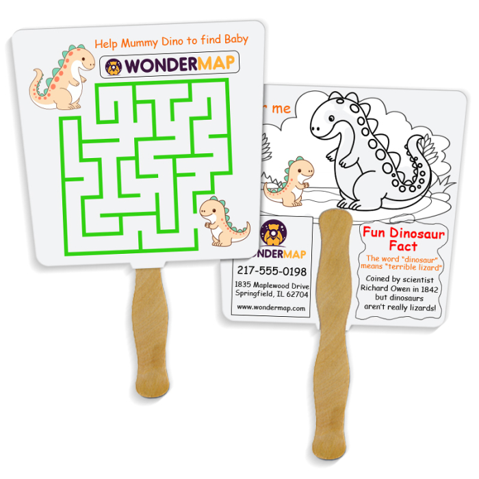 Custom Tapered Shape Full Color Double Sided Coloring Hand Fans - 16 pt
