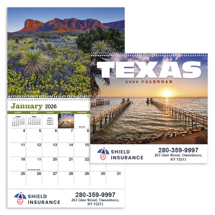 Custom Texas Appointment Spiral Wall Calendars