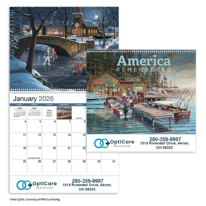 Customized America Remembered Appointment Spiral Wall Calendars