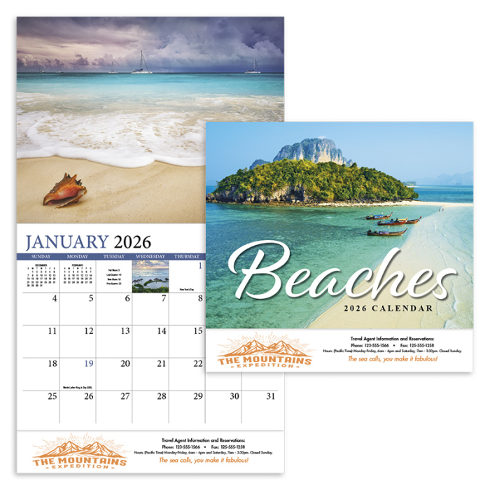 Customized Beaches Appointment Stapled Wall Calendars