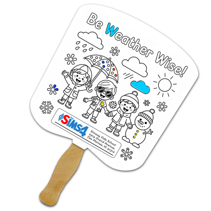 Customized Bread Shape Full Color One Sided Coloring Hand Fans - 16 pt