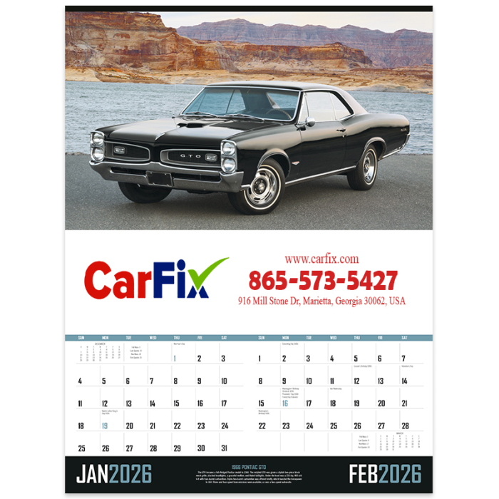 Customized Muscle Cars Wall Calendars