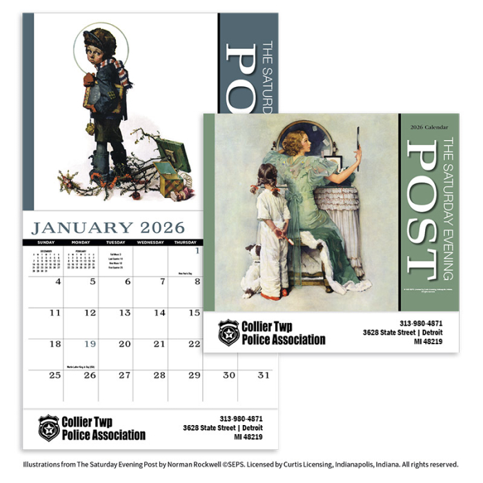 Customized Saturday Evening Post Appointment Stapled Wall Calendars 