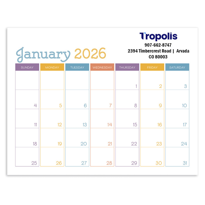 Customized Small Monthly Color Desk Pads