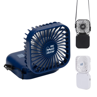 Whirlwind Mini Folding Rechargeable Fans with Lanyards