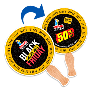 Economy Full Color Circle Hand Fans - Two Side