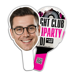 Economy Full Color Face Shaped Hand Fans - Two Side