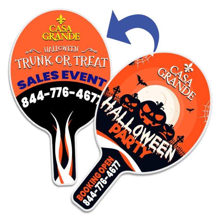 Custom Imprinted Economy Full Color Oval Hand Fans - Two Side