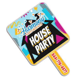 Economy Full Color Square Hand Fans - One Side