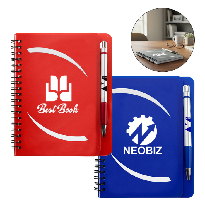 Imprinted 5 x 7 Inch Huntington Notebooks with Pen