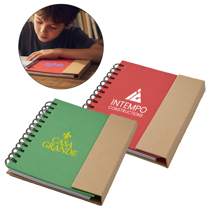 Imprinted Eco Magnetic Notebooks with Sticky Note and Pen