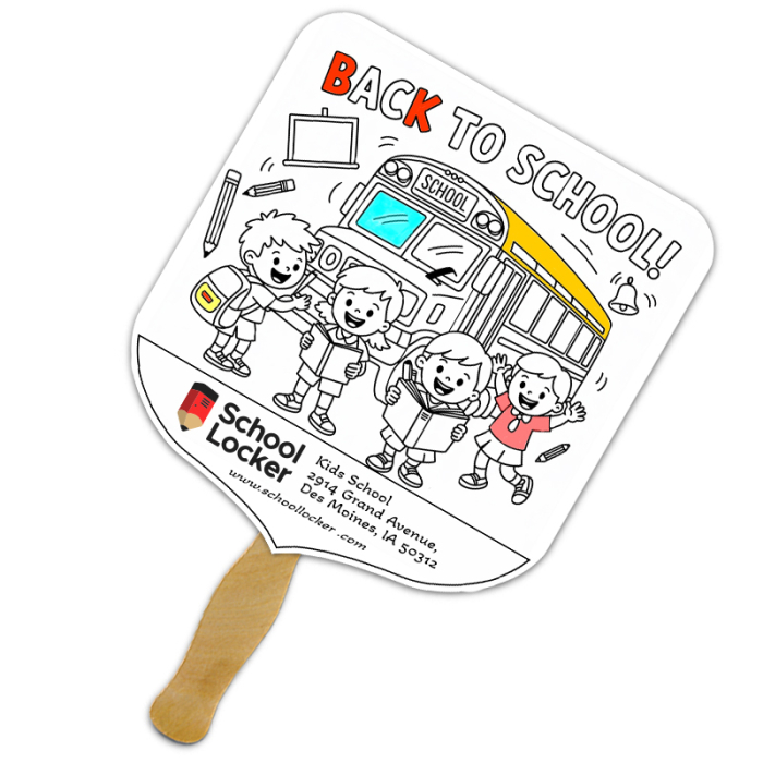 Imprinted Elect Shape Full Color One Sided Coloring Hand Fans - 16 pt