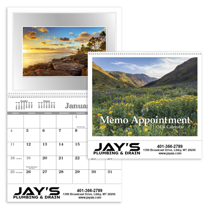 Imprinted Memo Appointments with Picture Calendars
