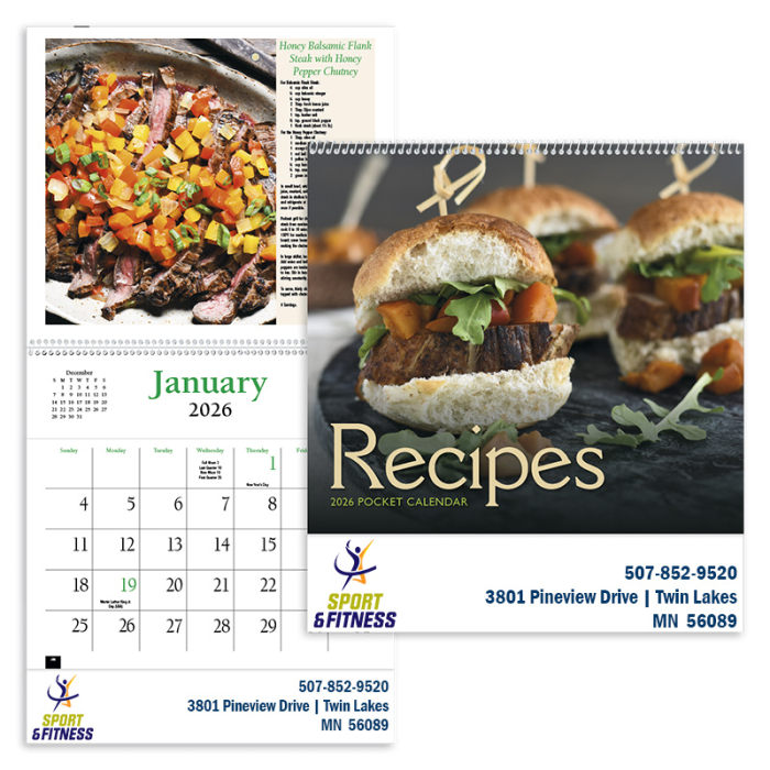 Imprinted Recipe Pocket Wall Calendars