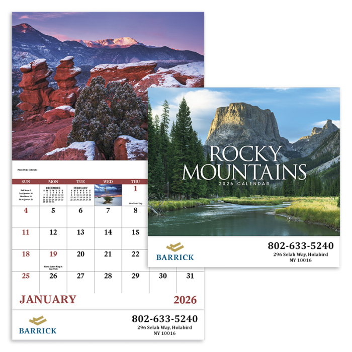 Imprinted Rocky Mountains Stapled Calendars